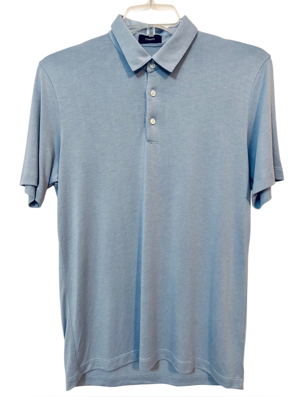 Theory Men’s Sky Blue Collar Short Sleeve Polo Shirt - Modal - Size Medium